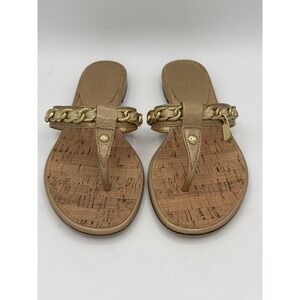 Coach‎ Rizzo Gold Chain, Cork Sandals Flip Flop Women's Size 7.5B.  NWOB
